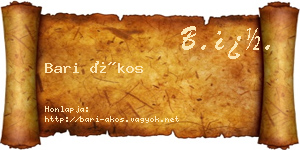 Bari Ákos névjegykártya